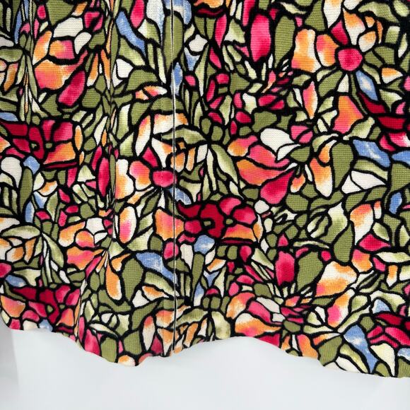 Vintage Talbots Cardigan Stained Glass Mosaic Floral Pattern Zip Front sz medium - Picture 5 of 8
